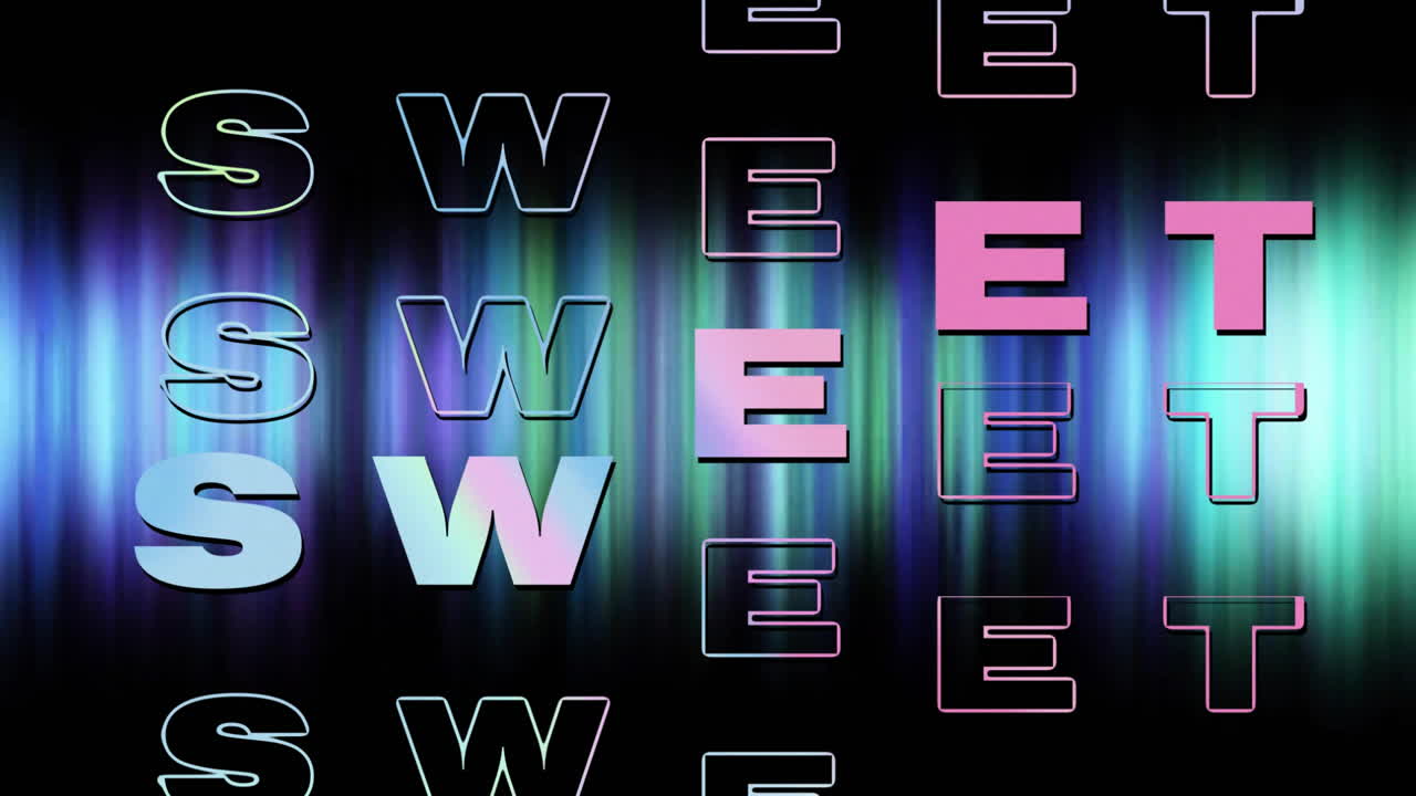 검은 바탕에 반이는 불빛 위에 달한 텍스트의 애니메이션