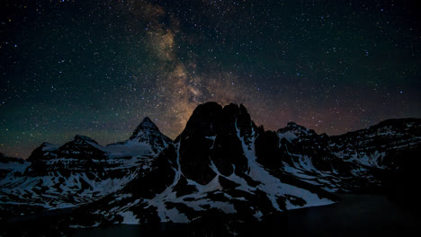 4k timelapse at mount assiniboine with milkyway in canada