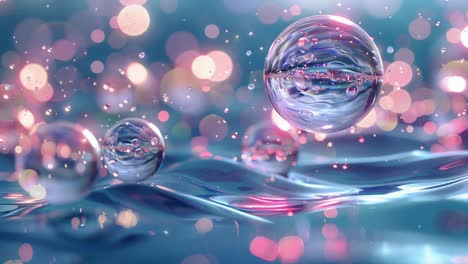 abstract liquid bubbles with bokeh lights
