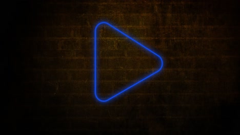 Animation-of-glowing-neon-arrow-icon-on-brick-wall