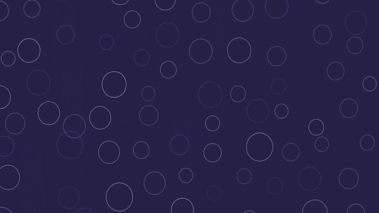 animación digital de múltiples formas circulares grises contra un fondo púrpura