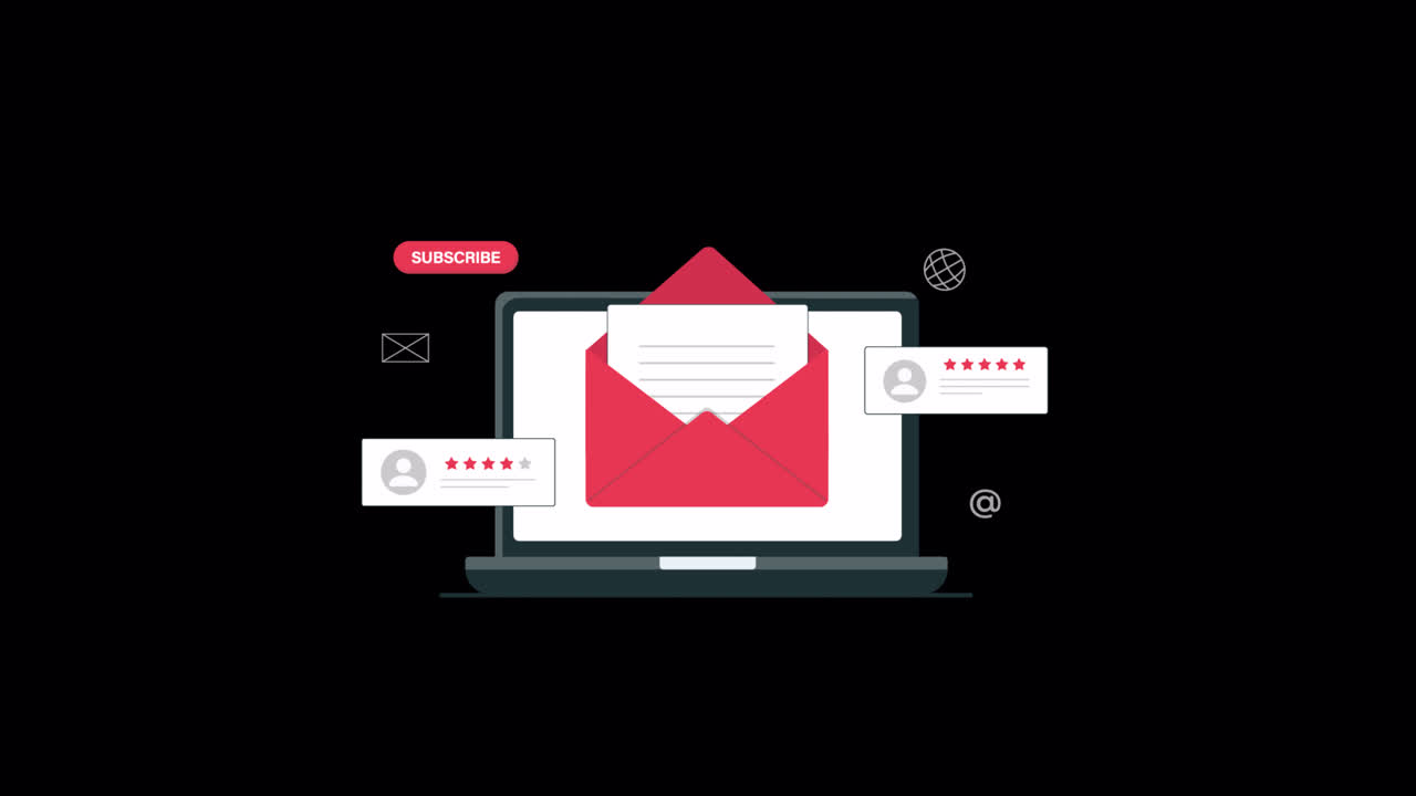 Laptop che mostra l'iscrizione email e il feedback dei clienti
