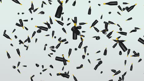 Animation of confetti falling over champagne bottle pouring elebration party tradition luxury and