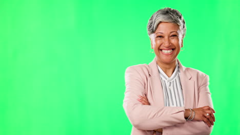 Green-screen,-happy-and-face-of-business-woman