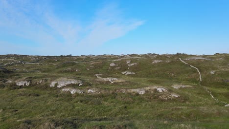 Lush-Green-Fields-In-Connemara-Divided-By-Walls-Made-From-Stack-Of-Rocks-On-A-Bright-Day-In-Ireland