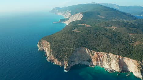 lefkada coastline aerial pan left nature park