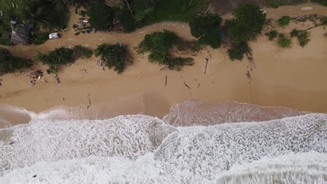 Aerial View of Tropical Beach with Waves and Coastal Landscape