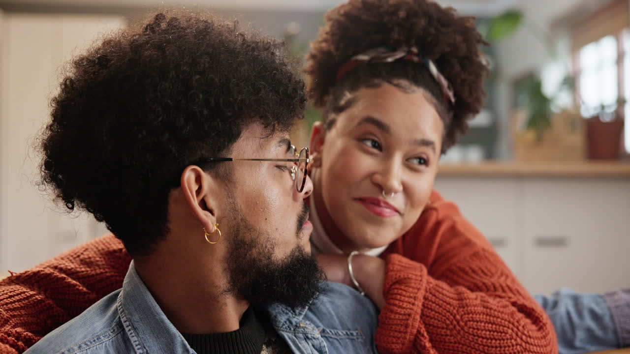 Couple in love, hugging and smiling, showing affection