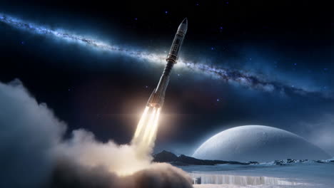 rocket launch from an alien planet