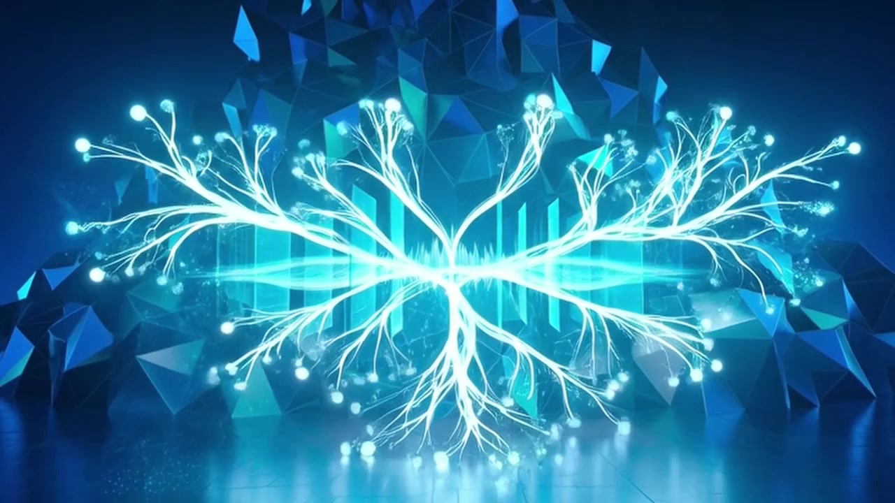Abstract Digital Network Visualization with Glowing Data Streams