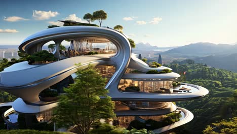 futuristic architecture merging nature and modern design