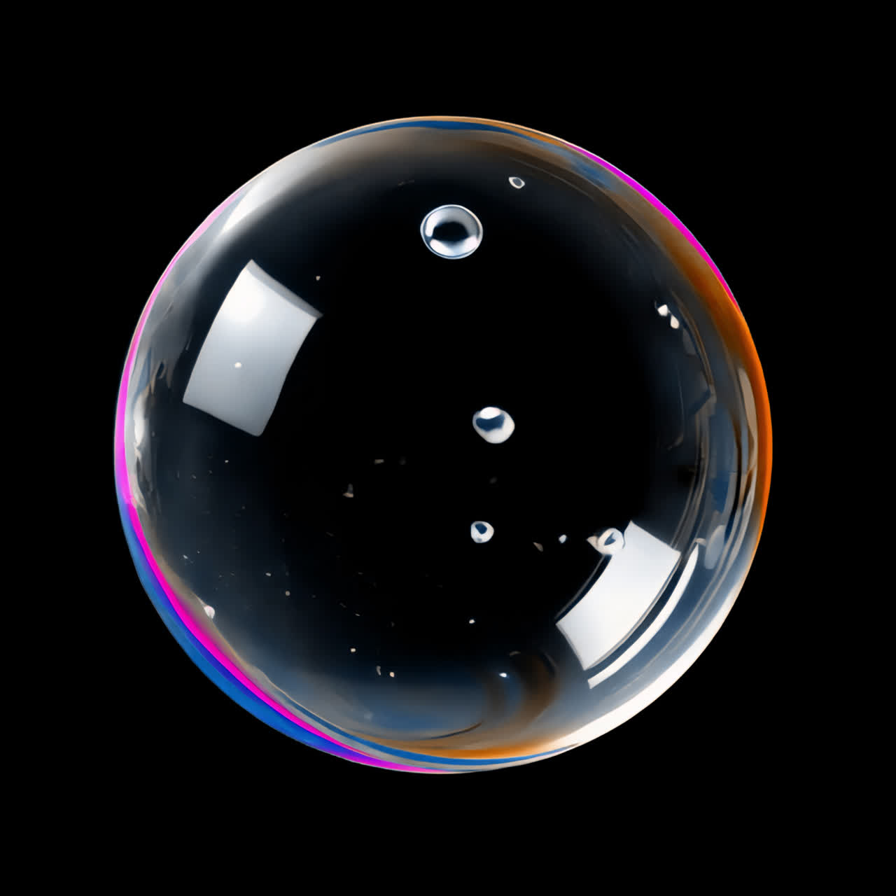 Colorful reflective soap bubble animation isolated asset, transparent 4K video, alpha channel