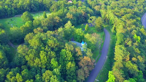 Church-hidden-on-a-hillside-in-Centralia,-Pennsylvania