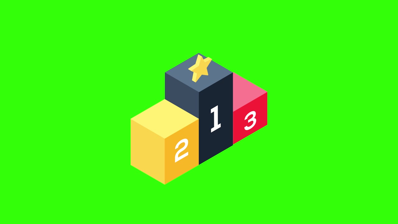 Animated Isometric Winners Podium with Numbers and Star