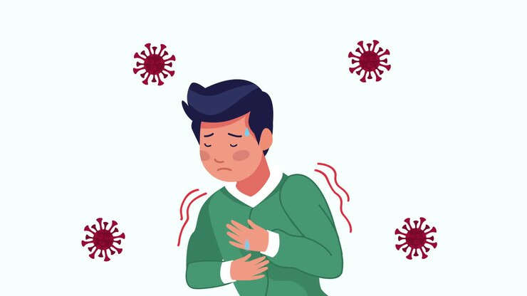 man sick with covid19 particles