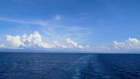view from the stern of a passenger ship sailing the seas off leyte, philippines