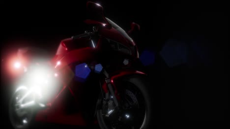 Moto-Sport-Bike-En-Estudio-Oscuro-Con-Luces-Brillantes