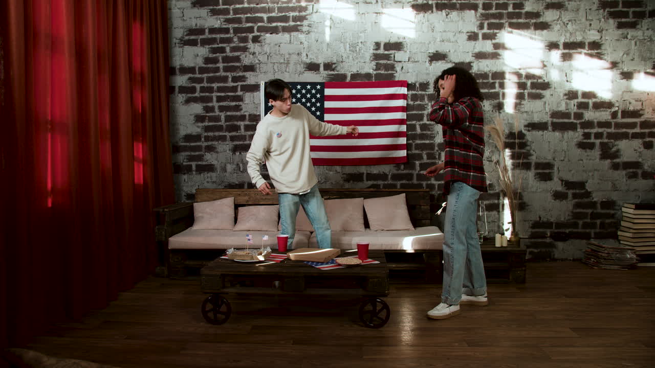 Friends decorating for 4th of July