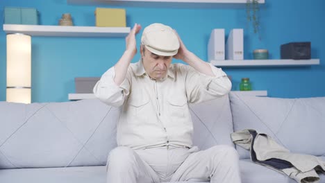 a retired elderly man with a herniated disc is in pain and has pain in his lower back.