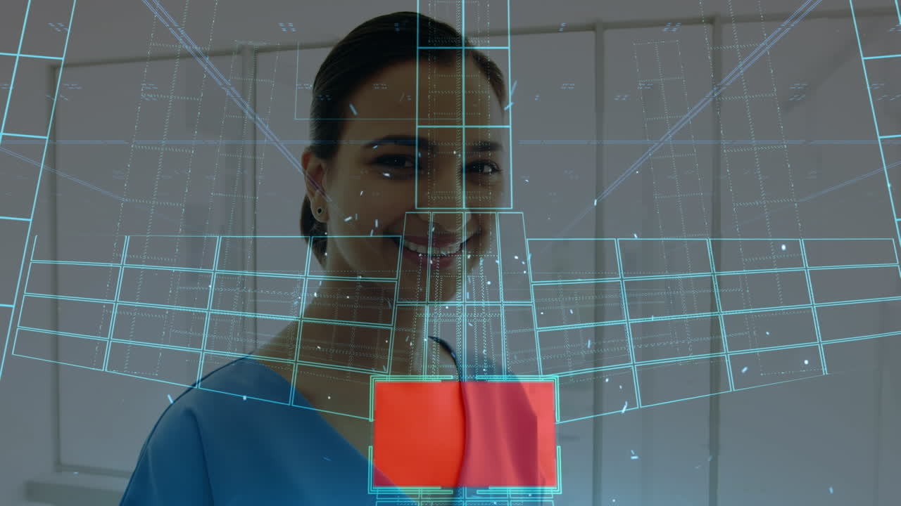 animación del esquema sobre una doctora biracial