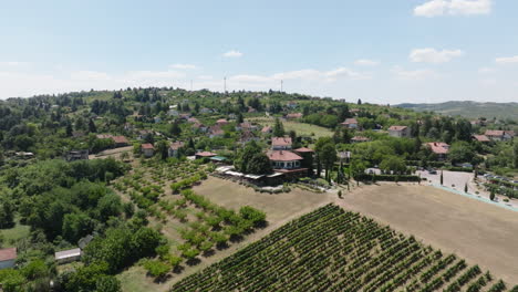 4k serbia slow wide pull back of winery just outside of belgrade