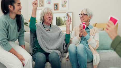 elderly group, high five and celebration in card