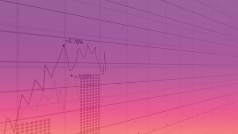 Animación-Del-Procesamiento-De-Datos-Financieros-Sobre-Cuadrícula-Sobre-Fondo-Rosa