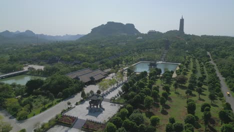 amazing temple in ninh binh, vietnam, drone 4k, aerial view in southeast asia, nature