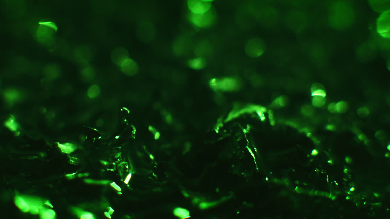 Emerald color metal fillings macro shot