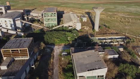 drone surveillance of abandoned factory area, romanian ante communism buildings