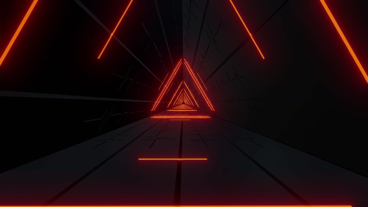 túnel triangular de neón brillante
