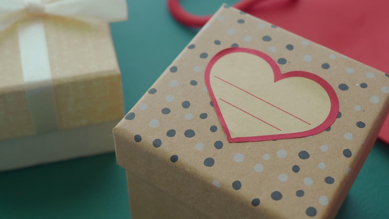 Gift boxes with heart decorations