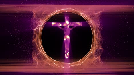 christian cross symbol of christianity with ring of spirit shine plasma background 10 seconds loopable