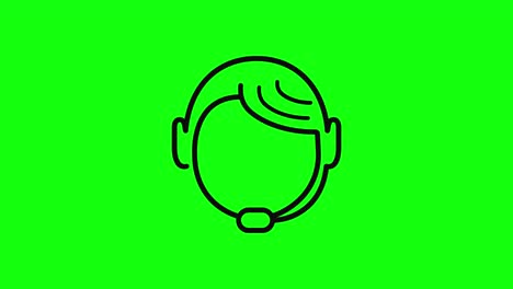 icono de asistencia de auriculares de centro de llamadas negro transparente pantalla verde plana 10 animaciones