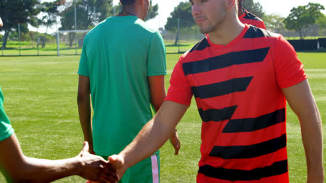 soccer teams greeting each other before the game 4k