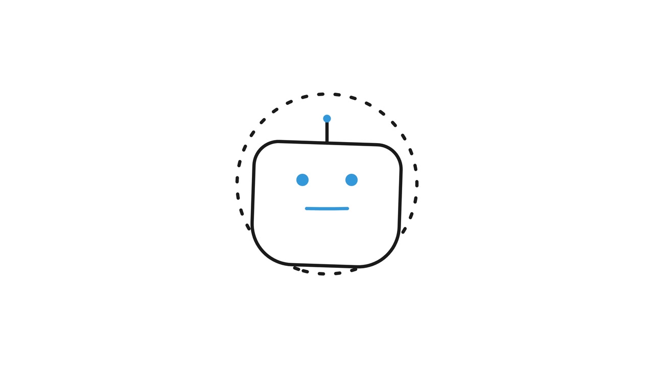 Volto di Robot Animato che Alterna Espressioni Felici e Tristi
