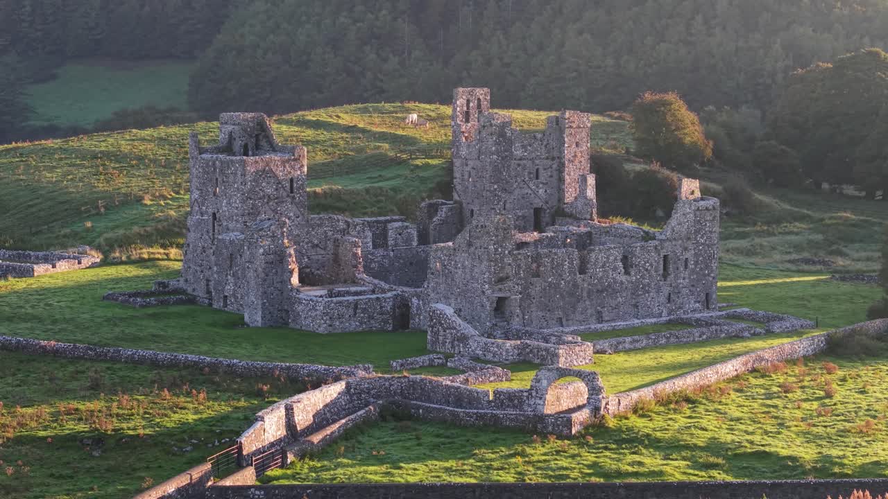 Ruins Of Fore Abbey, Benedictine Priory In County Westmeath, Ireland. Aerial Shot