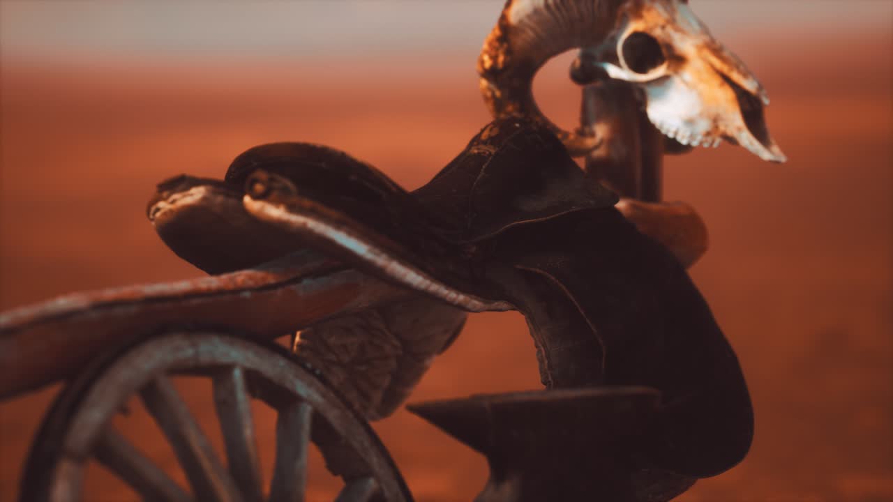 sella de caballo en la valla en el valle del monumento