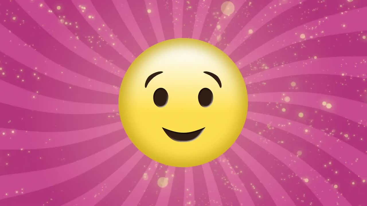 Animazione dell'icona dell'emoji sorridente su uno sfondo a righe