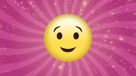 animation of smiley emoji icon over stripes pattern background