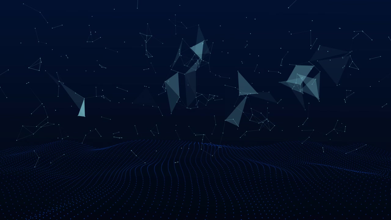 Connessione di rete digitale astratta con onda di particelle in movimento
