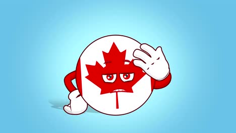 icono de dibujos animados bandera de canada infeliz molesto con la animación de la cara con alfa mate