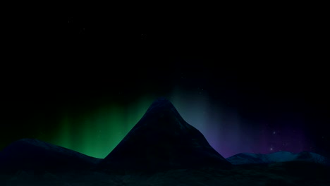 la luz del norte ártica brillante sobre el paisaje de las montañas.