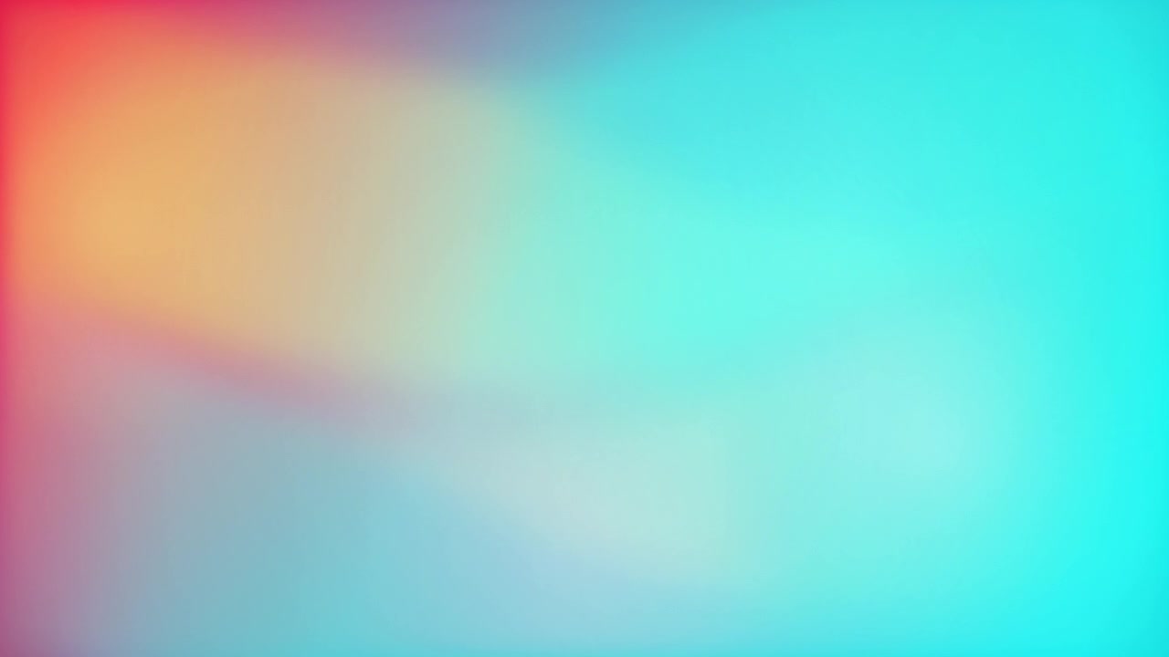 Smoothly blending red, yellow, and cyan gradients shift slowly across a soft abstract digital canvas