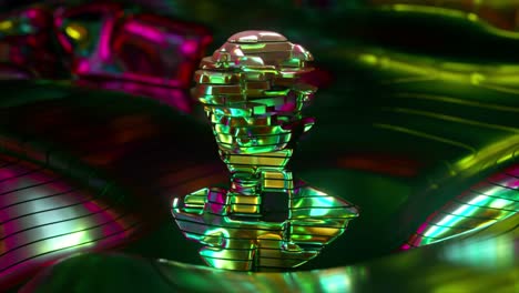 abstract 3d render of a metallic figure