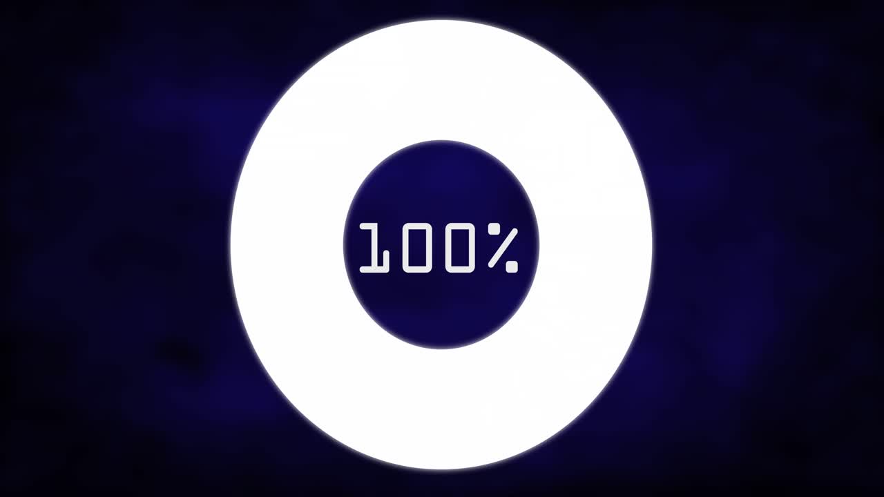 animación de un porcentaje creciente con icono contra un fondo azul texturizado