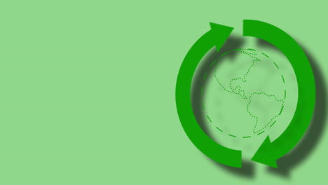 green recycling symbol with earth inside