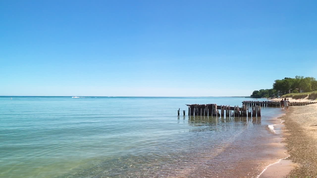walking along lake shore