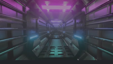 animation of success and leadership principles text forming person icon, moving in futuristic tunnel