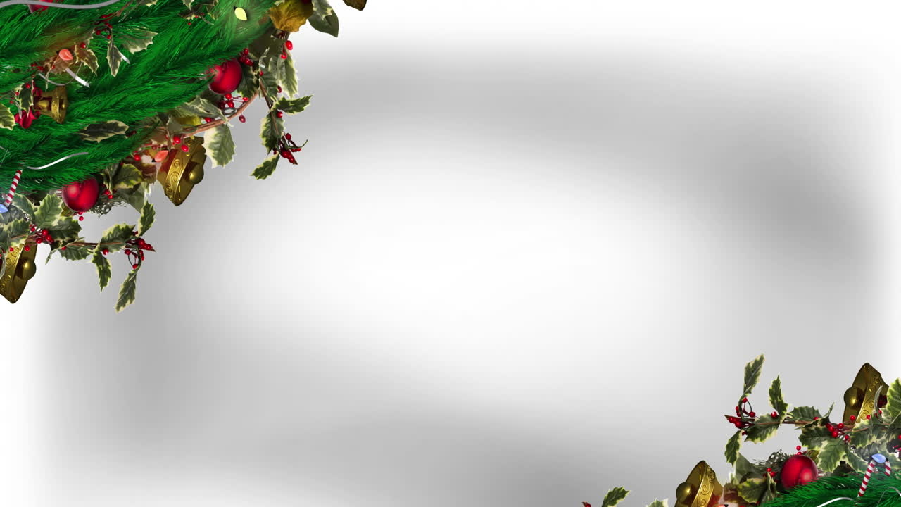 decorativo con ramas de abeto, holly y bayas rojas contra un fondo gris